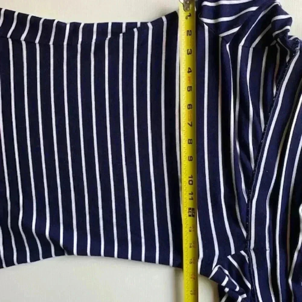 Club Monaco Kadeejah Striped Asymmetrical Long Sleeve Top Size S - Picture 5 of 13